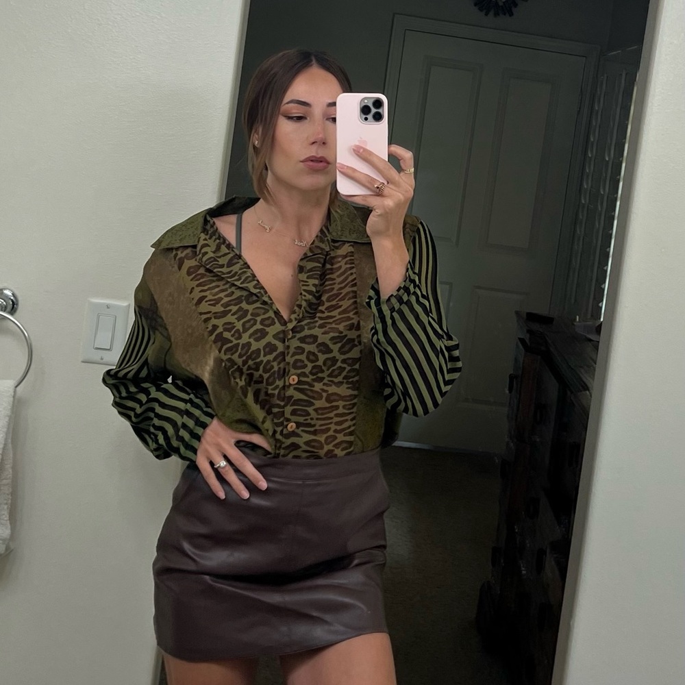 René Derhy Vintage Unique Leopard Print Top